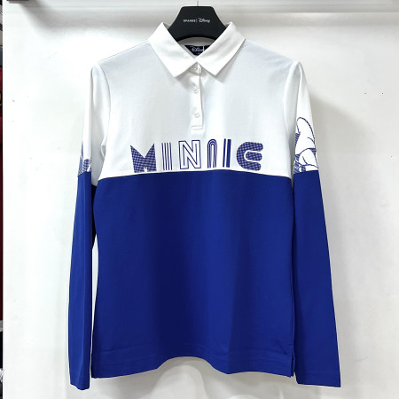 [행복한백화점][디즈니골프]하프배색 아트웍 긴팔 카라 티셔츠 아이보리 여성 DO3LTS004