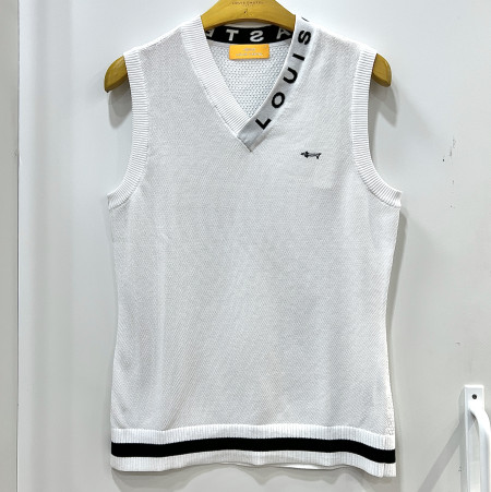 [행복한백화점][루이까스텔]넥어라운드 로고 포인트 스카시 쿨 브이넥 니트 조끼 여성 7LEVT302