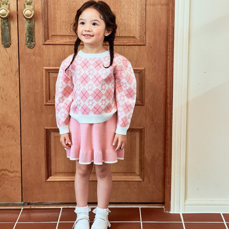 [행복한백화점][토토헤로스]플라워아가일니트상하(스웨터 스커트) 12452150041