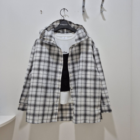 [행복한백화점][행텐주니어]틴즈 여아 시어서커 체크 후드셔츠 1453012060268 화이트