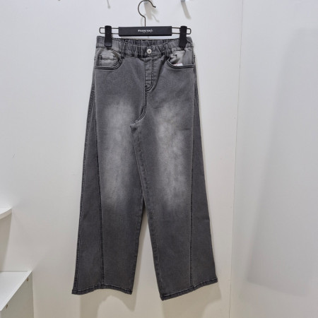 [행복한백화점][행텐주니어]틴즈 여아 풀밴딩 커팅 라인 와이드 데님팬츠 1453015560610  다크그레이