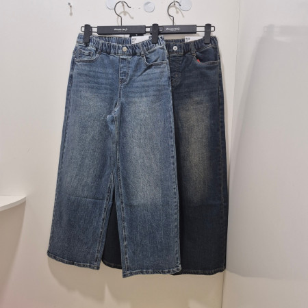 [행복한백화점][행텐주니어]여아 스판 풀밴딩 와이드 데님팬츠  1453015560310