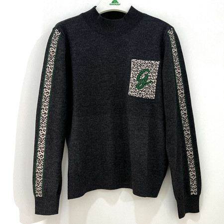 [행복한백화점][그린조이]애니멀 포인트 쉐타 반목 니트 차콜 여성 니트 GF24SK21W