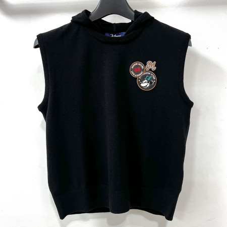 [행복한백화점][디즈니골프]울 아트웍 패치 후드 니트 조끼 베스트 블랙 여성 DO3LKV003