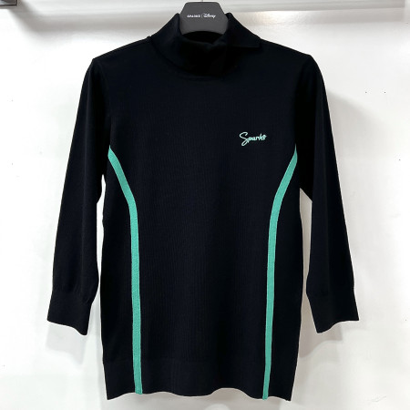 [행복한백화점][디즈니골프]간절기 7부소매 목폴라 니트 티셔츠 블랙 여성 SO3LKT003