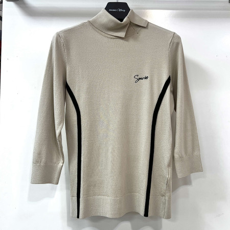 [행복한백화점][디즈니골프]간절기 7부소매 목폴라 니트 티셔츠 베이지 여성 SO3LKT003