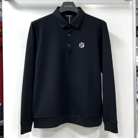 [행복한백화점][디즈니골프]시보리형 긴팔 카라 티셔츠 블랙 남성 SO3MTS001