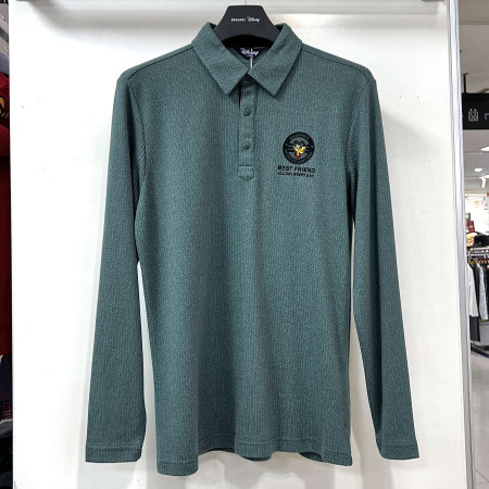 [행복한백화점][디즈니골프]캐릭터 아트웍 패치 카라 티셔츠 그린 남성 DO3MTS009