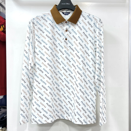 [행복한백화점][디즈니골프]전판 영문레터링 카라배색 긴팔 티셔츠 아이보리 남성 DO3MTS006