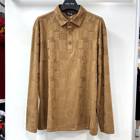 [행복한백화점][디즈니골프]전판 레터링 긴팔 카라 티셔츠 베이지 남성 DO3MTS003