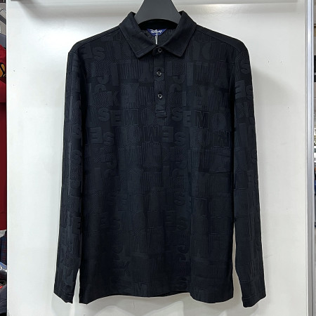 [행복한백화점][디즈니골프]전판 레터링 긴팔 카라 티셔츠 블랙 남성 DO3MTS003