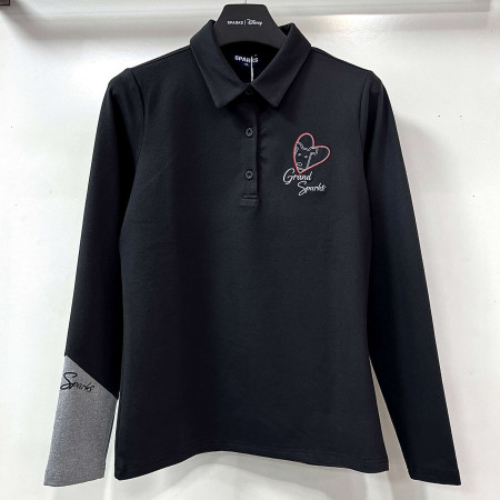 [행복한백화점][디즈니골프]스팍스 언발 배색 슬리브 긴팔 카라 티셔츠 차콜 여성 SO3LTS104