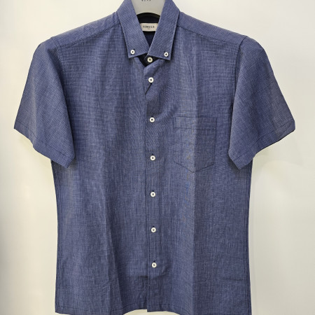 [행복한백화점][세르지오]코튼  린넨선염 블루 반팔 남방  sytnamj2475