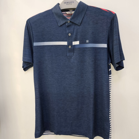 [행복한백화점][세르지오]등단가라 네이비 반팔 티셔츠 stsvbmh2604