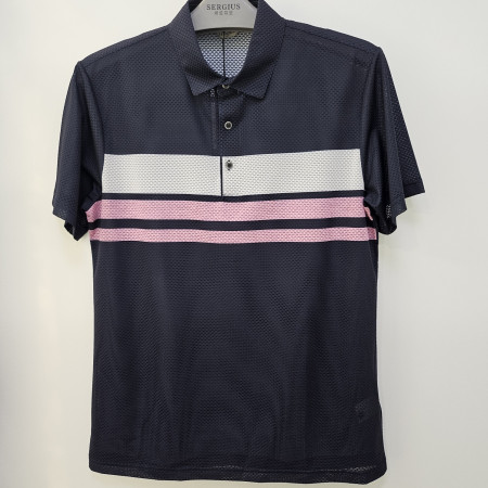 [행복한백화점][세르지오]앞, 흰색 다대 포인트  네이비 반팔 티셔츠  stsvbmh2606