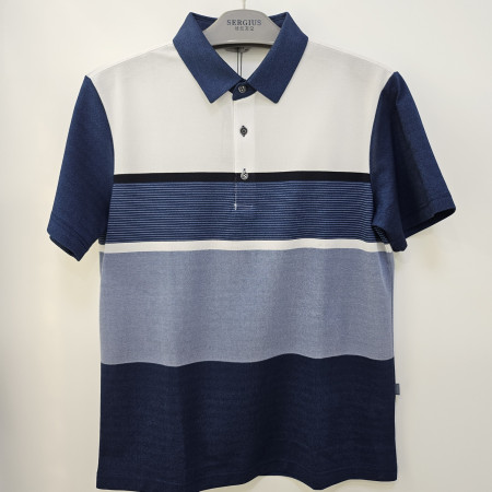 [행복한백화점][세르지오]면조직 단가라 네이비 반팔 티셔츠  stsvbmf2617