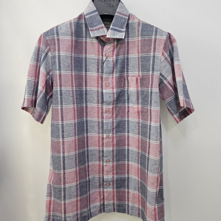 [행복한백화점][세르지오]선염 체크 레드 남방  sytncme2426a