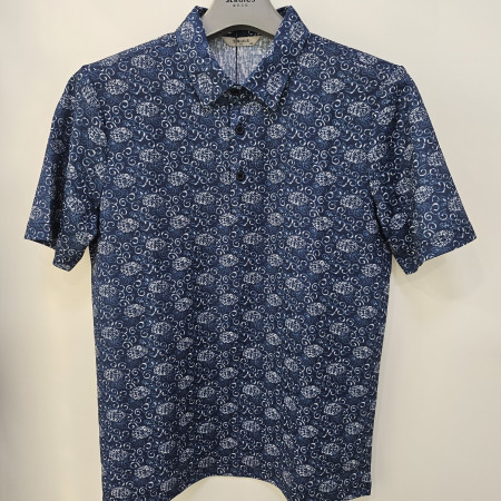 [행복한백화점][세르지오]나염 프린트 네이비 반팔 티셔츠 stsvbme2711