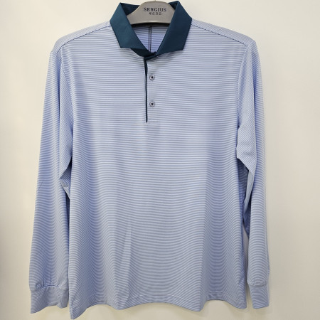 [행복한백화점][세르지오] 우븐 와이드 스카이블루 스판 긴팔 티셔츠  stsdkmg3738