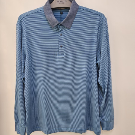 [행복한백화점][세르지오]에리 우븐 배색  블루 긴팔 티셔츠 stsdkmh 3701