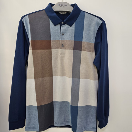 [행복한백화점][세르지오] 선염 닥스 빅체크 면혼방 가을 긴팔 티셔츠  stsdkmf3702