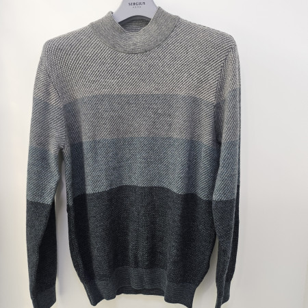 [행복한백화점][세르지오]울100 격자 배색  그린 반폴라 티tucm sntbsmf4530