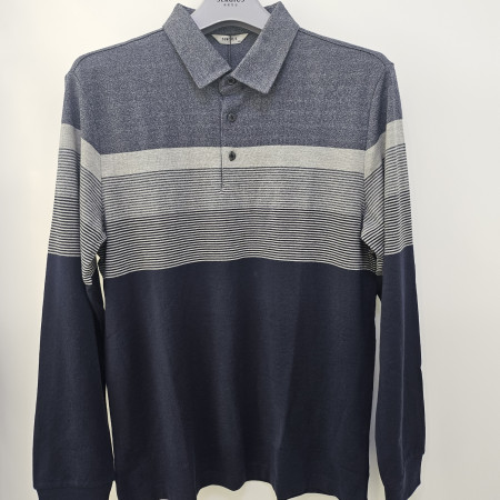 [행복한백화점][세르지오]면혼방  네이비  카라 긴팔 티셔츠 stsdkmf4602a