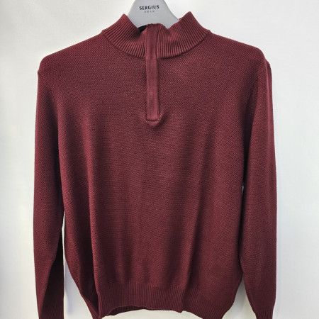 [행복한백화점][세르지오]버건디  단색 솔리드 반집업 니트티셔츠 sntjbmf4857a