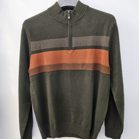 [행복한백화점][세르지오]단가라  카키  반집업  니트티셔츠 sntjbmf4861a