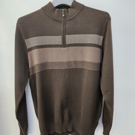 [행복한백화점][세르지오]단가라 브라운  반집업  니트티셔츠  sntjbmf4863a