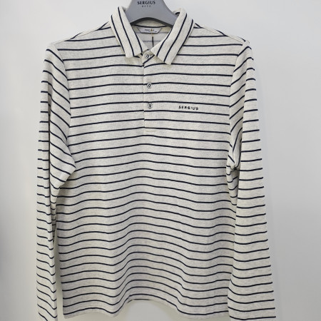 [행복한백화점][세르지오]스트라이프  아이보리 카라 티셔츠 stsmgmf4541