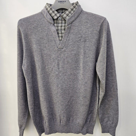 [행복한백화점][세르지오]그레이 레이어드 카라 티셔츠   sntjbmf4877a