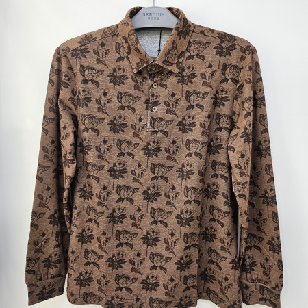 [행복한백화점][세르지오]플라워  프린트 브라운  티셔츠 stsdkmf4627