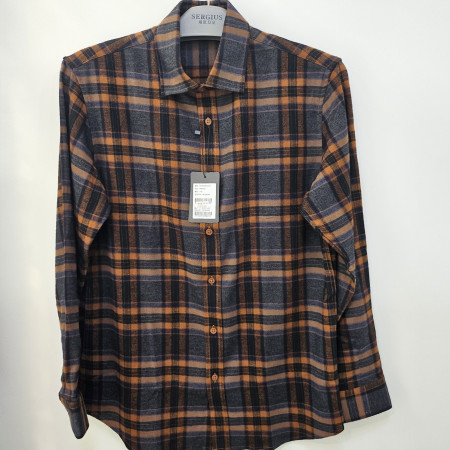 [행복한백화점][세르지오]브라운 체크 남방 sytncmf4452a