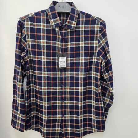 [행복한백화점][세르지오] 오렌지 블루  체크 남방 sytncmf4455a