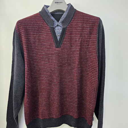 [행복한백화점][세르지오]셔츠 레이어드 와인 니트티셔츠 sntvbmh4722