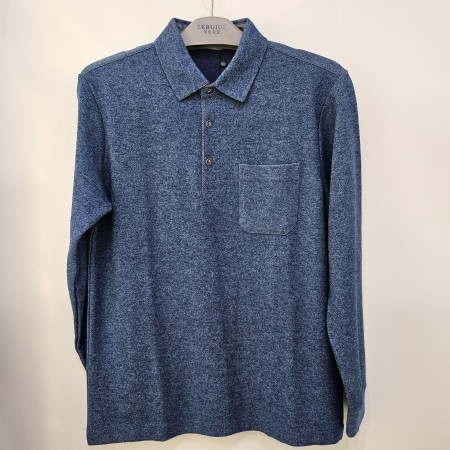 [행복한백화점][세르지오]면 레이온 혼방 블루 기모 티셔츠 stsvbmg4736