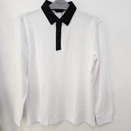 [행복한백화점][세르지오] 면폴리 배색  화이트 티셔츠 stsdkmd1726