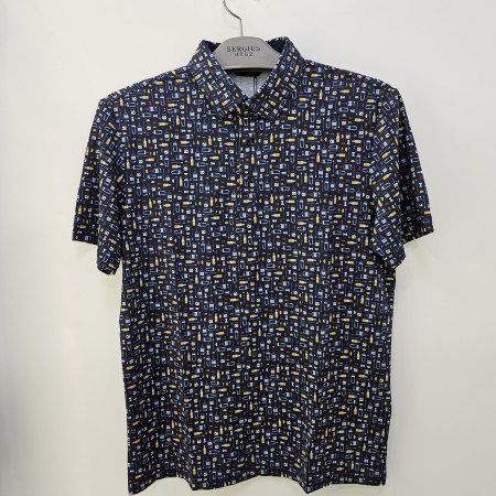 [행복한백화점][세르지오]네이비 폴리스판 반팔 티셔츠 stsdkfd2838