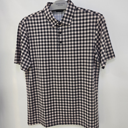 [행복한백화점][세르지오]베이지 체크 반팔 티셔츠  STSDKMD2884