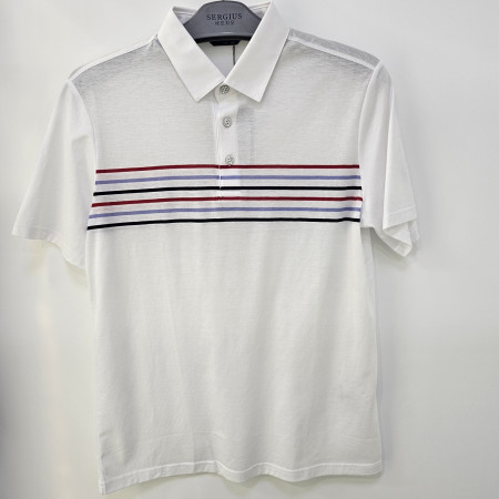 [행복한백화점][세르지오]레드 줄무늬  화이트 반팔 티셔츠   STSDKMD2873