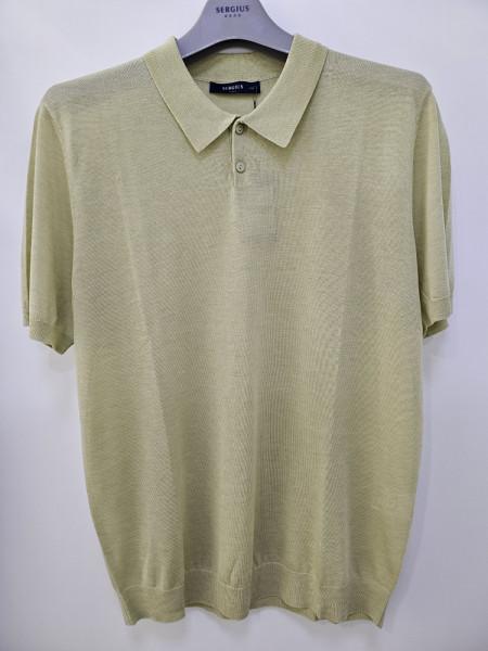 [행복한백화점][세르지오] 냉감  라이트 올리브 카라반팔 니트티셔츠 sntur1d2507