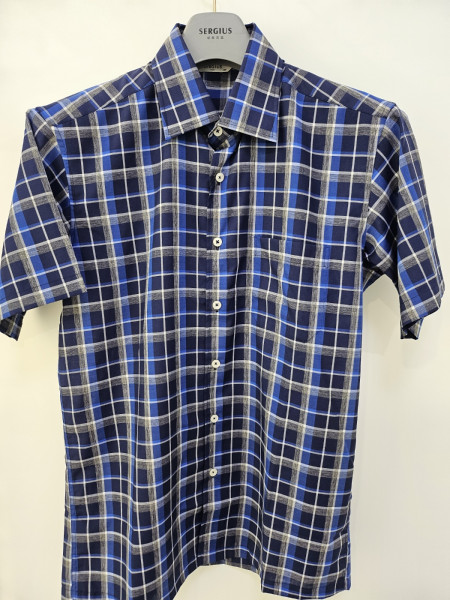 [행복한백화점][세르지오]선염 네이비 체크 남방  sytgumg2494