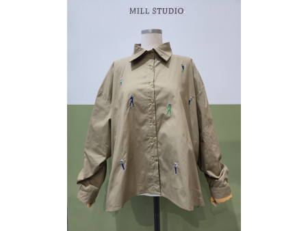 [행복한백화점][밀스튜디오]자수 면 셔츠