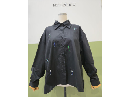 [행복한백화점][밀스튜디오]면 자수 셔츠