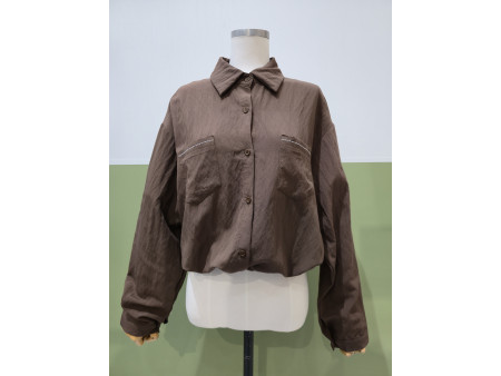 [행복한백화점][밀스튜디오]크롭 자수 셔츠