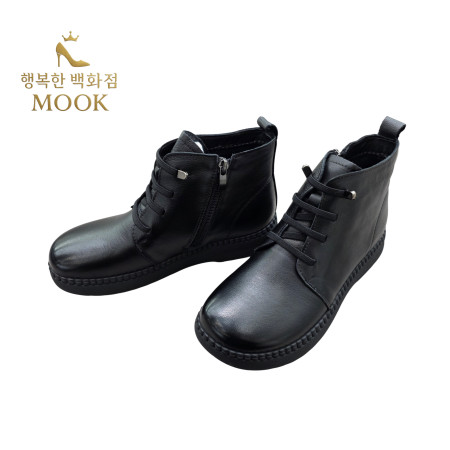 [행복한백화점][무크]mook 여성 소가죽 퍼 레이스업 워커 블랙 516HB522668AA