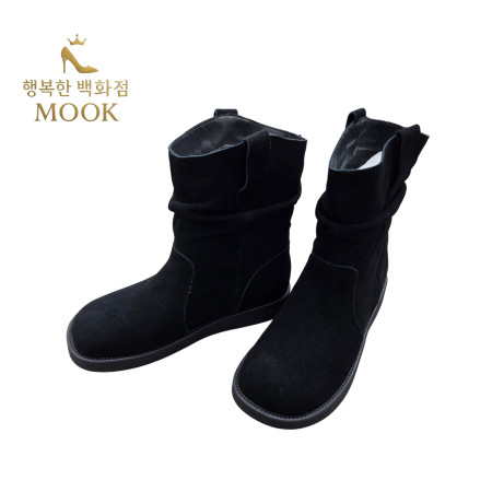 [행복한백화점][무크]mook 여성 스프리트 셔링 미들 통굽 부츠 블랙 516HB522670IA