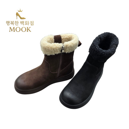 [행복한백화점][무크]mook 여성 누벅 소가죽 퍼 윈터 부츠  516HB522671