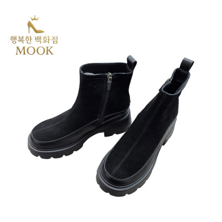 [행복한백화점][무크]mook 여성 웨이브 콤비 청키 앵클부츠 블랙 516HB522656IA